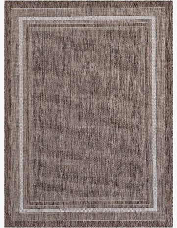 Brown Easy-Clean Border Indoor / Outdoor Rug