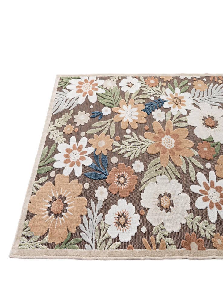 Detail image of 5' 3 x 7' 7  Washable Botanical Indoor / Outdoor Rug