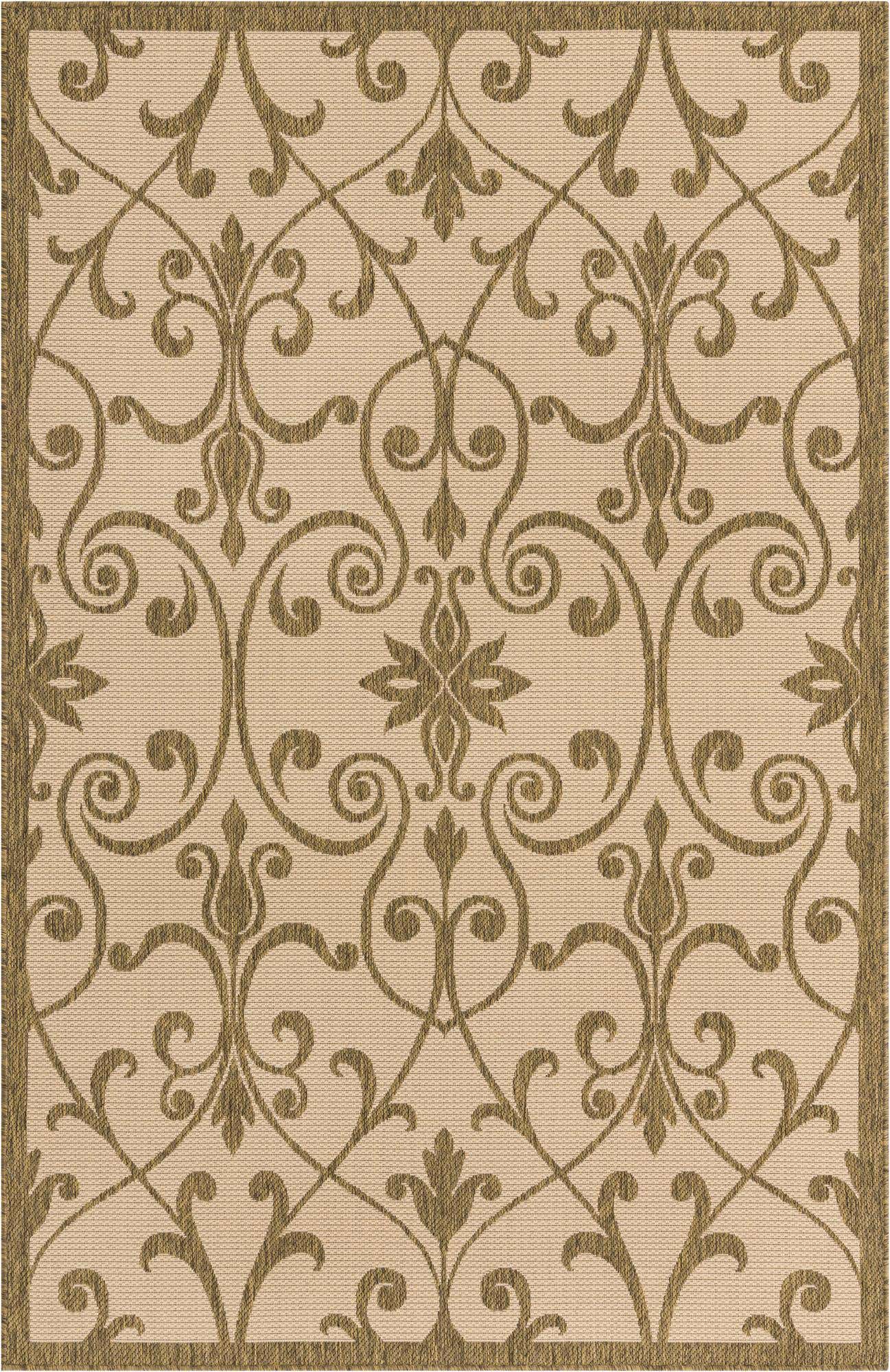 5' 3 x 8' Easy-Clean Botanical Indoor / Outdoor Rug