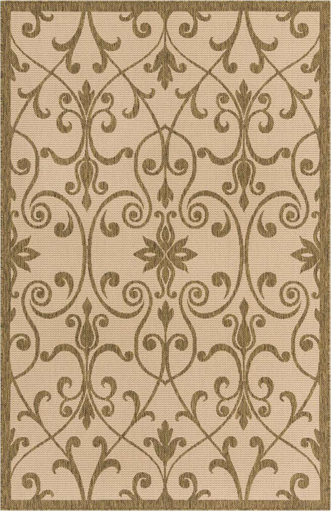 5' 3 x 8' Easy-Clean Botanical Indoor / Outdoor Rug