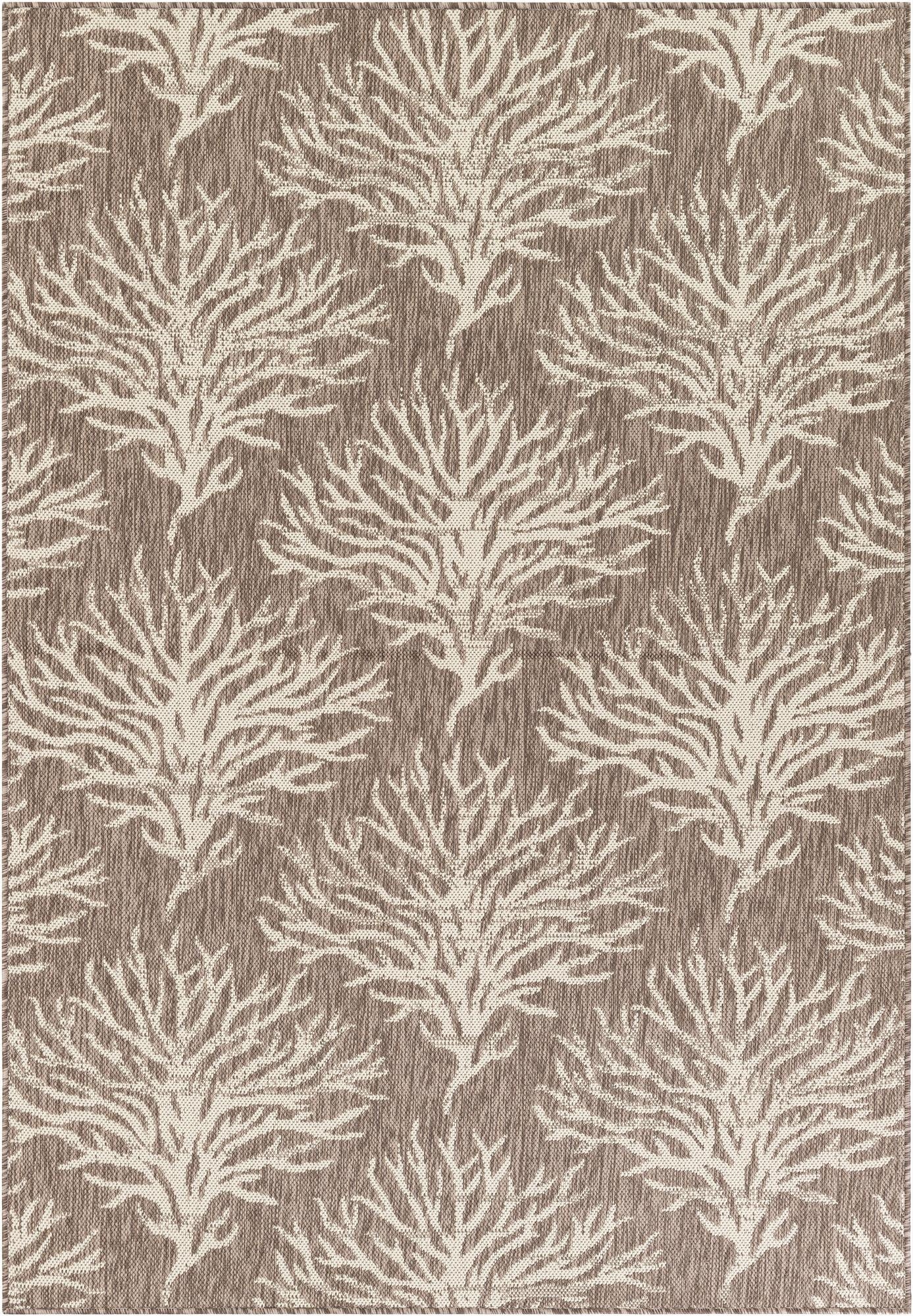 5' 3 x 7' 8  Washable Botanical Indoor / Outdoor Rug