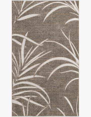 Brown Easy-Clean Botanical Indoor / Outdoor Rug