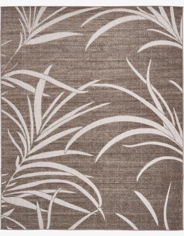 Brown Easy-Clean Botanical Indoor / Outdoor Rug