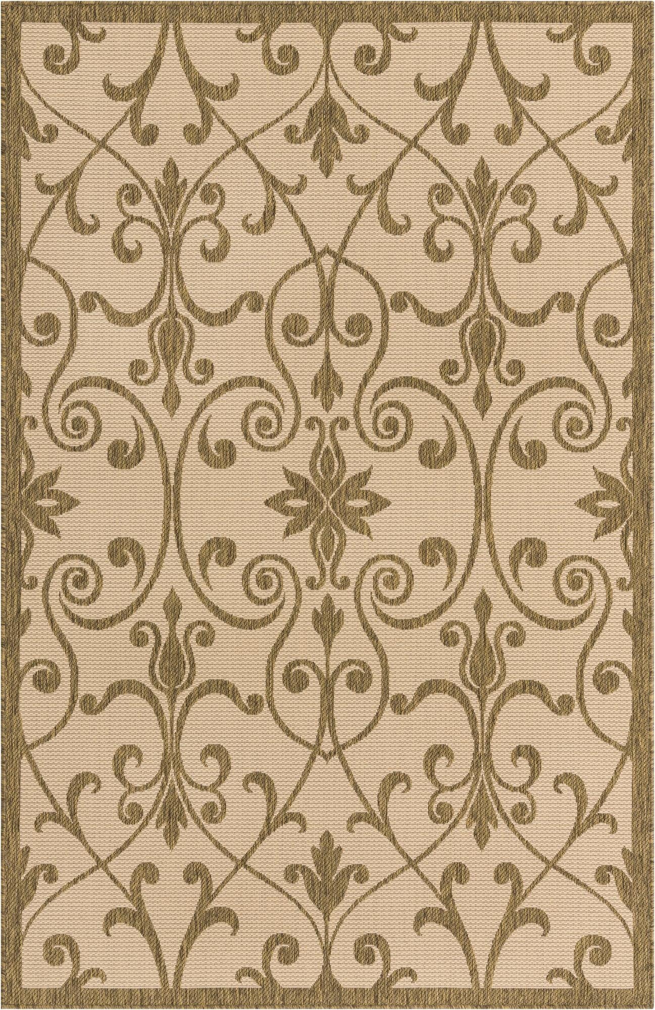 5' 3 x 8'  Washable Botanical Indoor / Outdoor Rug