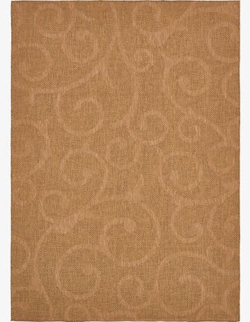 Brown Easy-Clean Botanical Indoor / Outdoor Rug