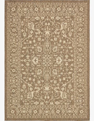 Brown Easy-Clean Botanical Indoor / Outdoor Rug