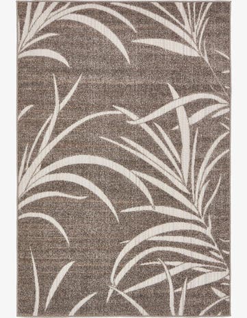Brown Easy-Clean Botanical Indoor / Outdoor Rug