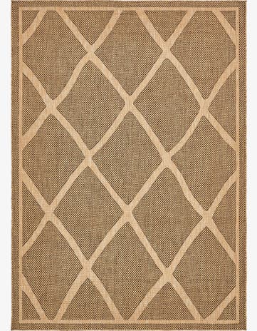 Brown Easy-Clean Lattice Indoor / Outdoor Rug