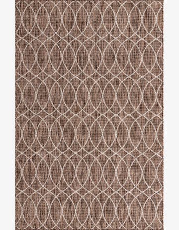 Brown Easy-Clean Lattice Indoor / Outdoor Rug