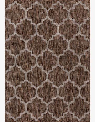 Brown Easy-Clean Lattice Indoor / Outdoor Rug