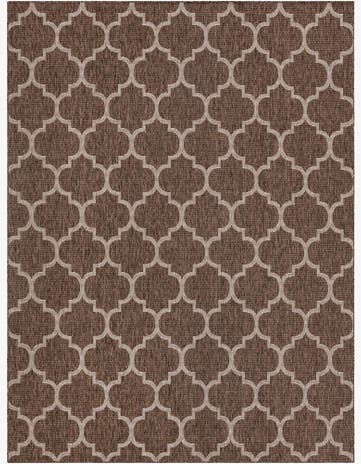 Brown Easy-Clean Lattice Indoor / Outdoor Rug