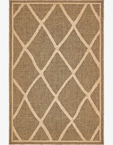 Brown Easy-Clean Trellis Indoor / Outdoor Rug