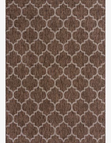 Brown Easy-Clean Trellis Indoor / Outdoor Rug