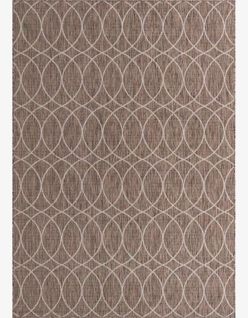 Brown Easy-Clean Trellis Indoor / Outdoor Rug