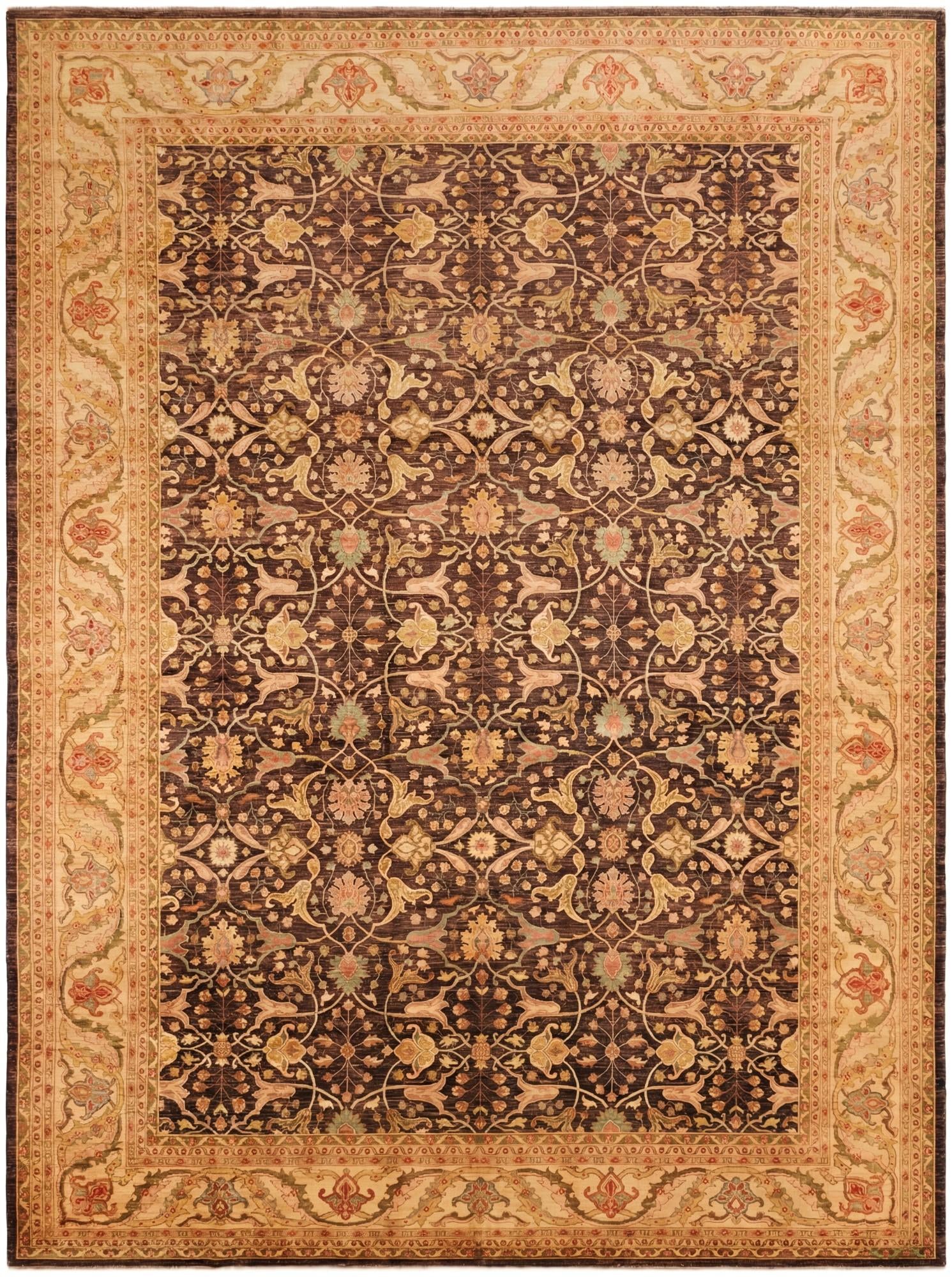 12' 11 x 17' 2 Hand Knotted Peshawar Ziegler Wool Rug