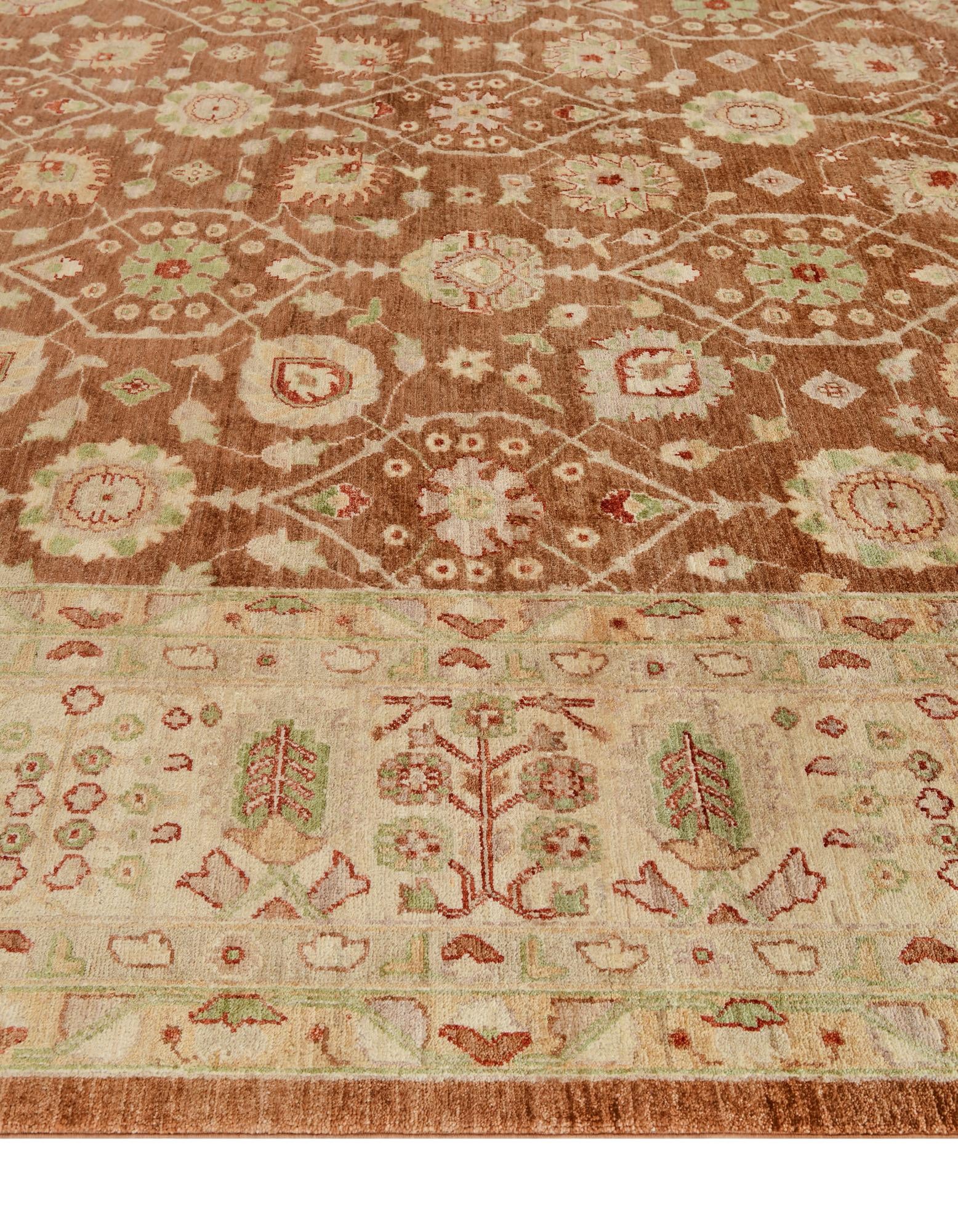 12' 1 x 17' 9 Hand Knotted Peshawar Ziegler Wool Rug