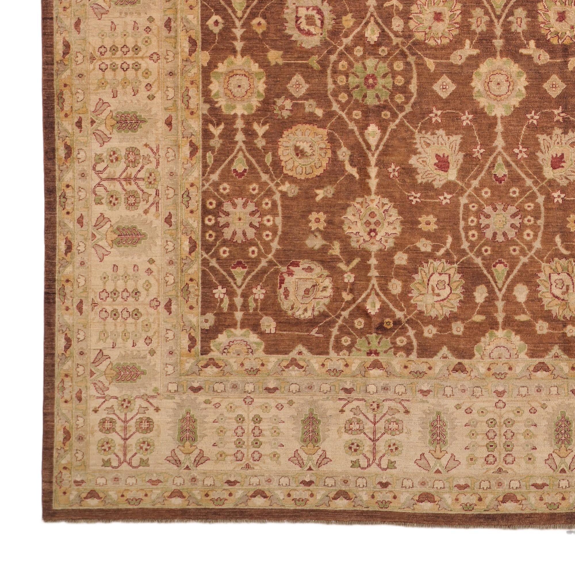 12' 1 x 17' 9 Hand Knotted Peshawar Ziegler Wool Rug