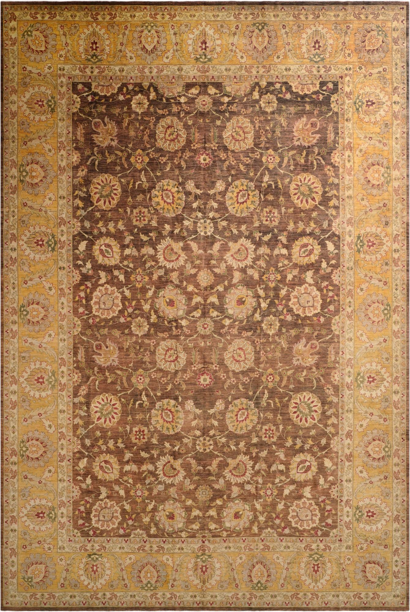 12' 6 x 18' 4  Hand Knotted Peshawar Ziegler Wool Rug