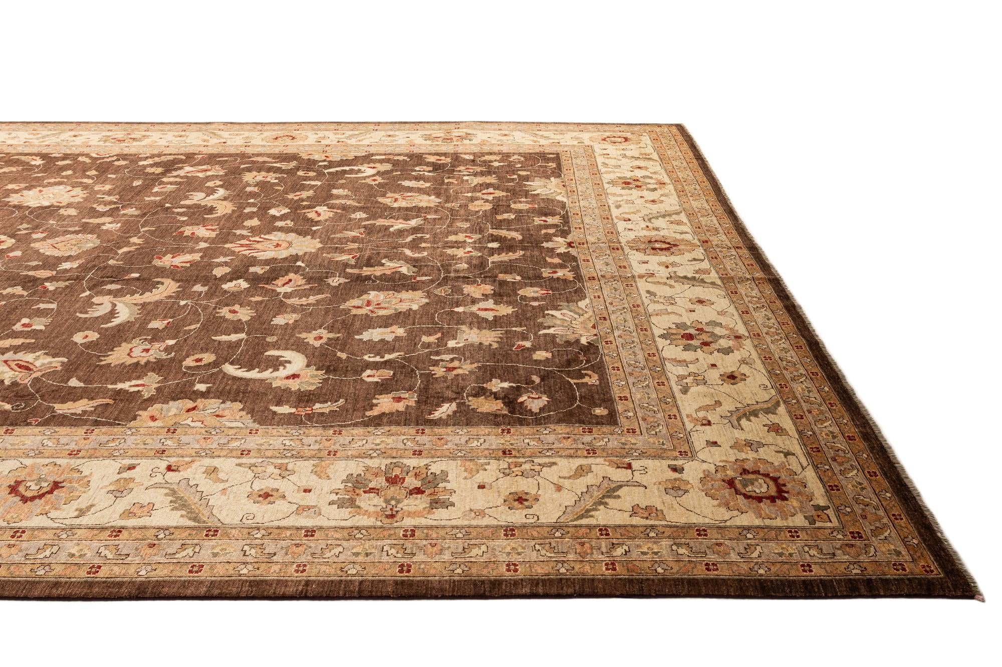 13' 5 x 17' 10 Hand Knotted Peshawar Ziegler Wool Rug