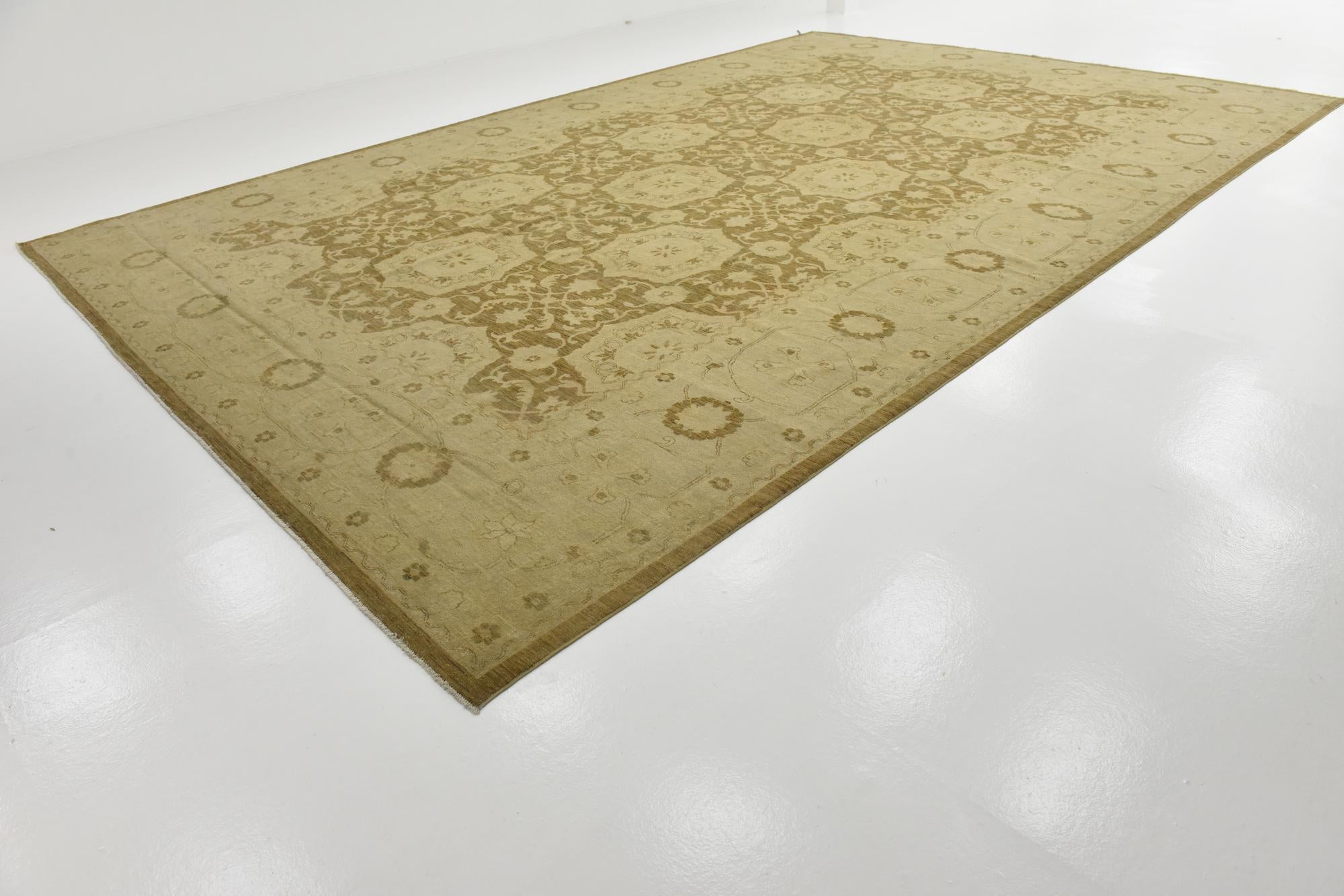 12' 7 x 19' 3 Hand Knotted Peshawar Ziegler Rug
