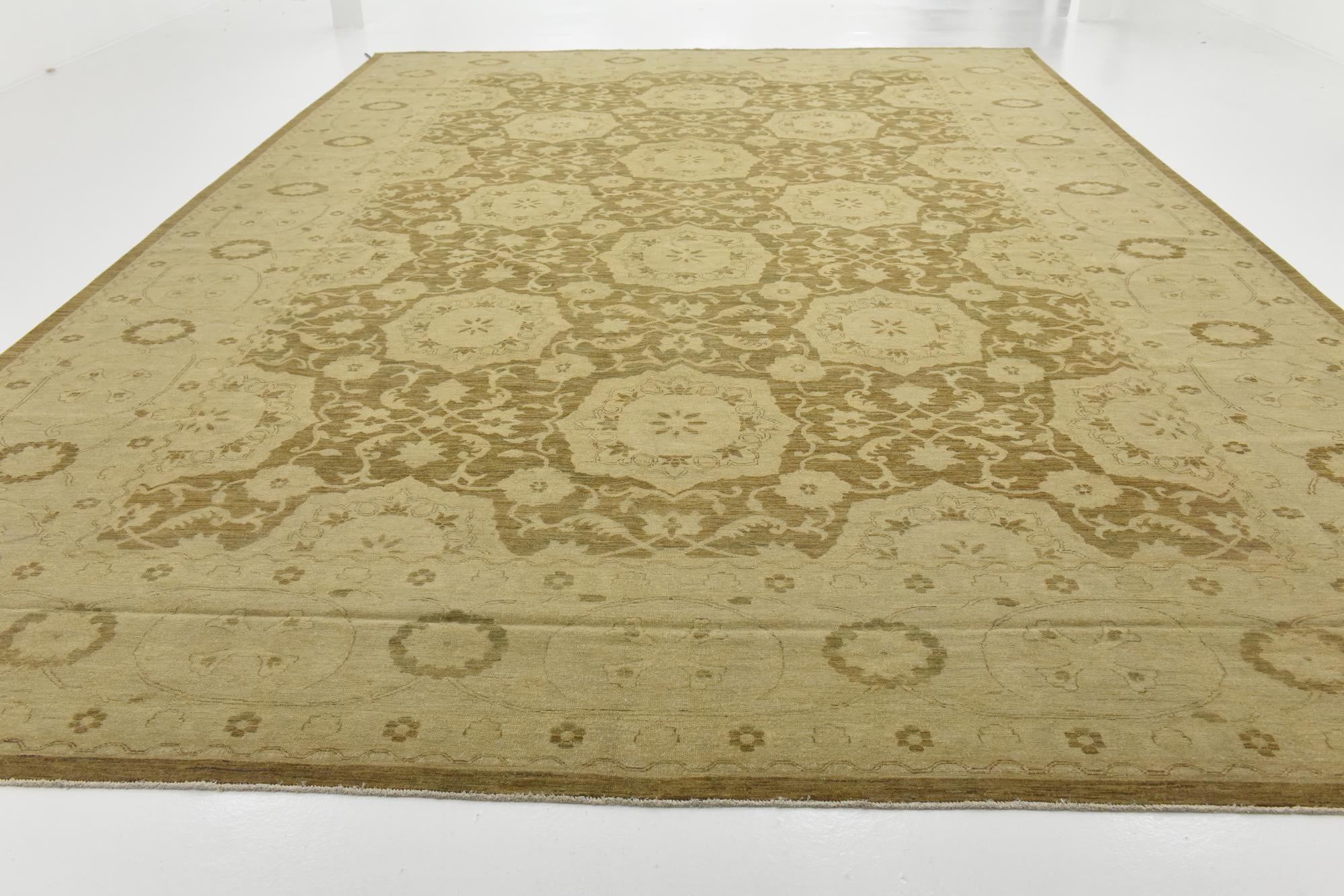 12' 7 x 19' 3 Hand Knotted Peshawar Ziegler Rug