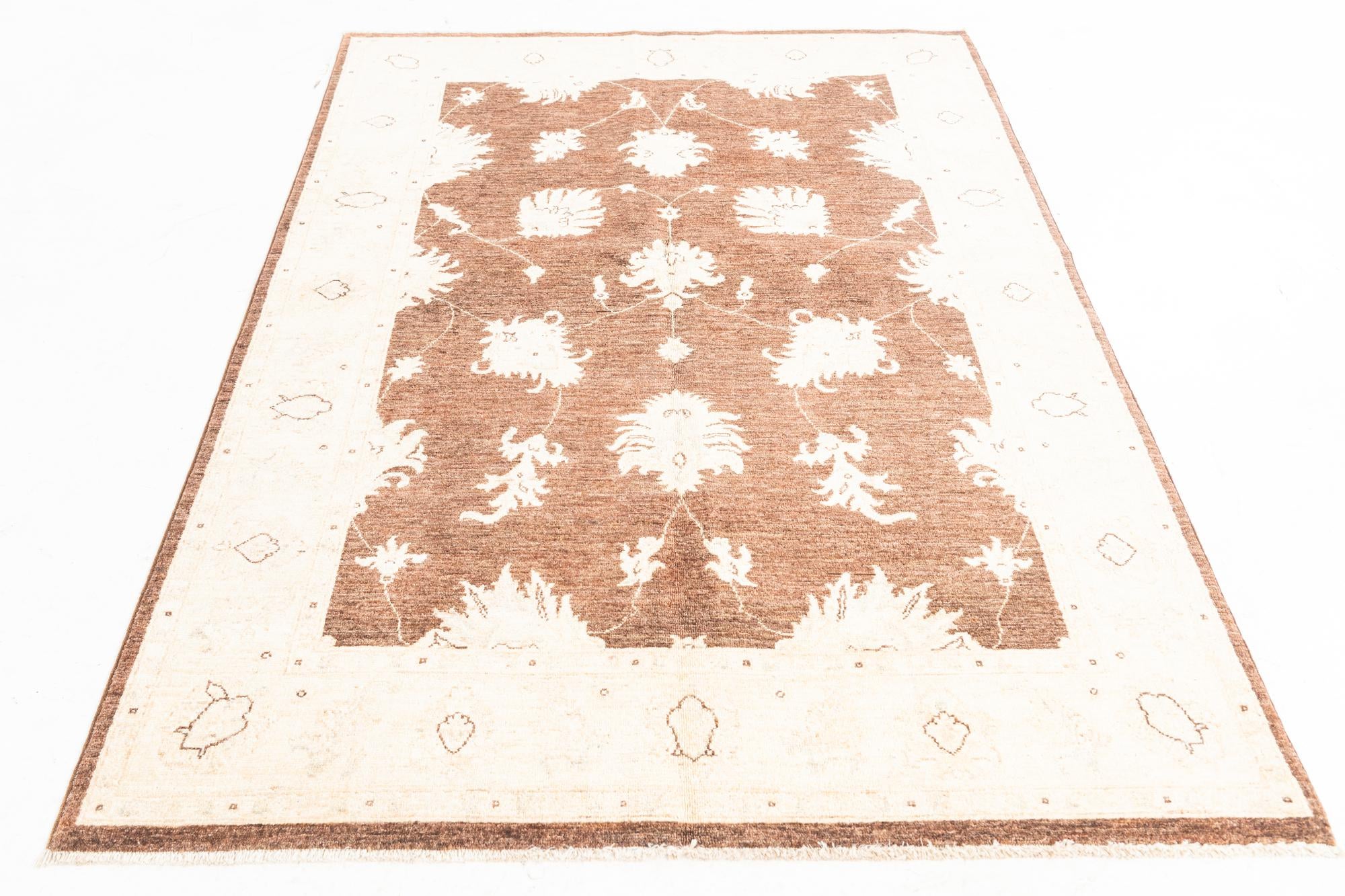 4' 8 x 7' Hand Woven Peshawar Ziegler Rug