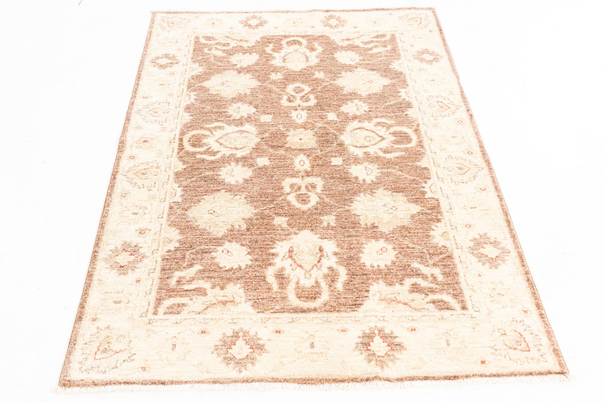 3' 4 x 4' 10 Hand Knotted Peshawar Ziegler Rug