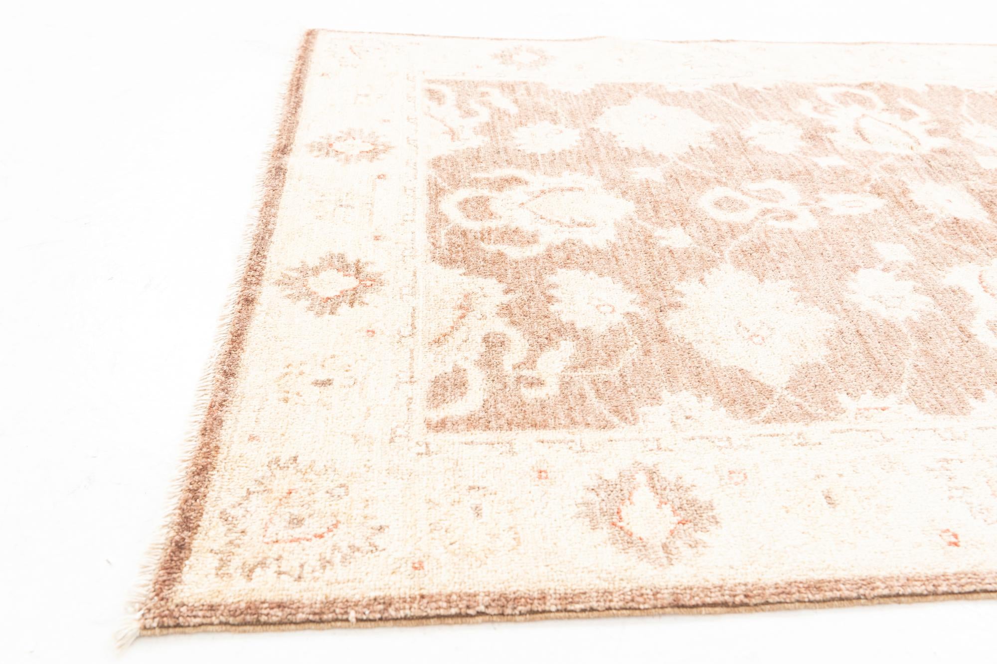 3' 4 x 4' 10 Hand Knotted Peshawar Ziegler Rug