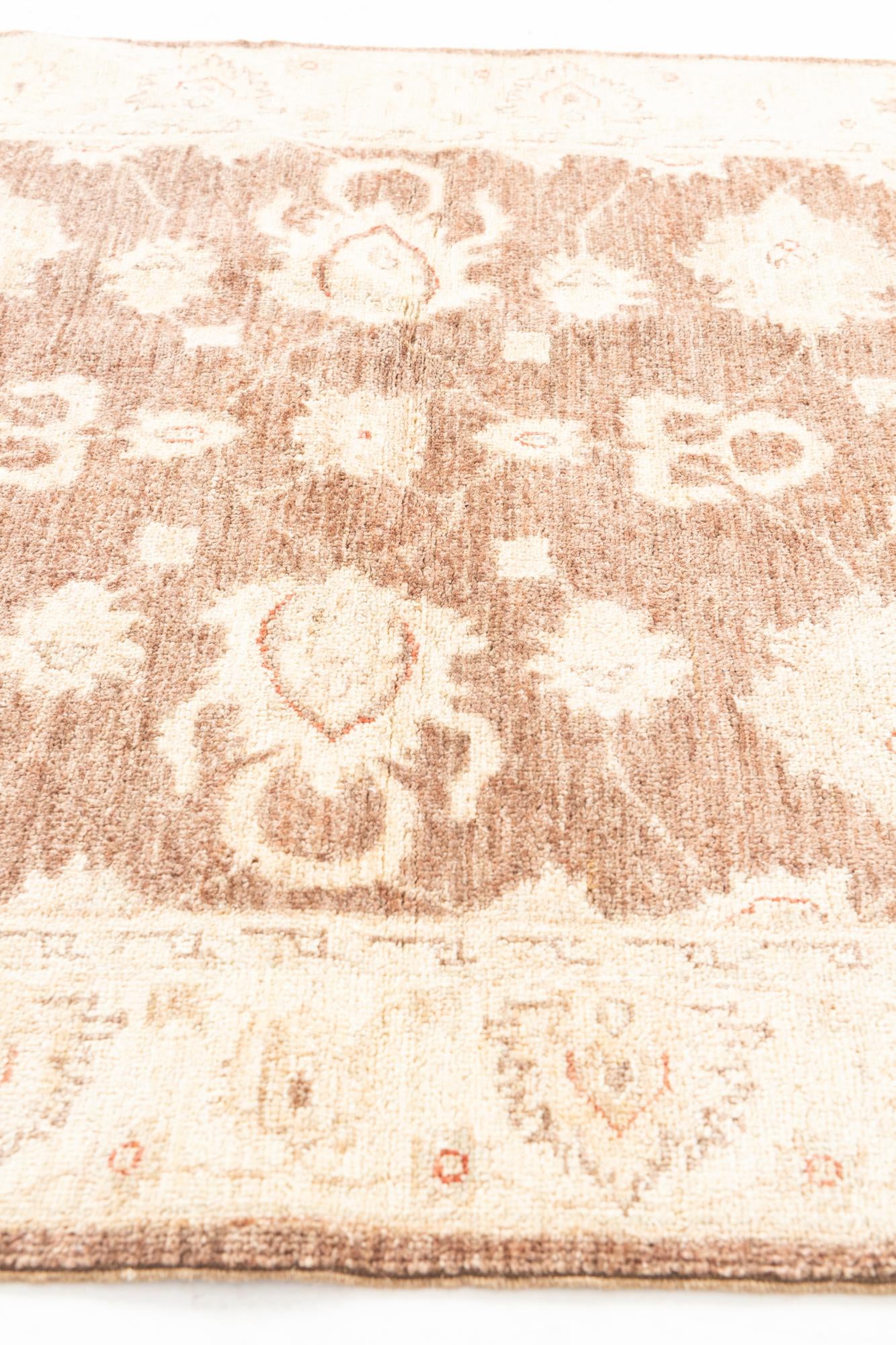 3' 4 x 4' 10 Hand Knotted Peshawar Ziegler Rug
