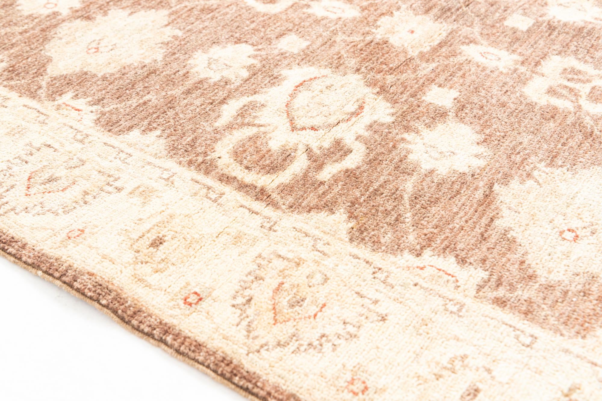 3' 4 x 4' 10 Hand Knotted Peshawar Ziegler Rug