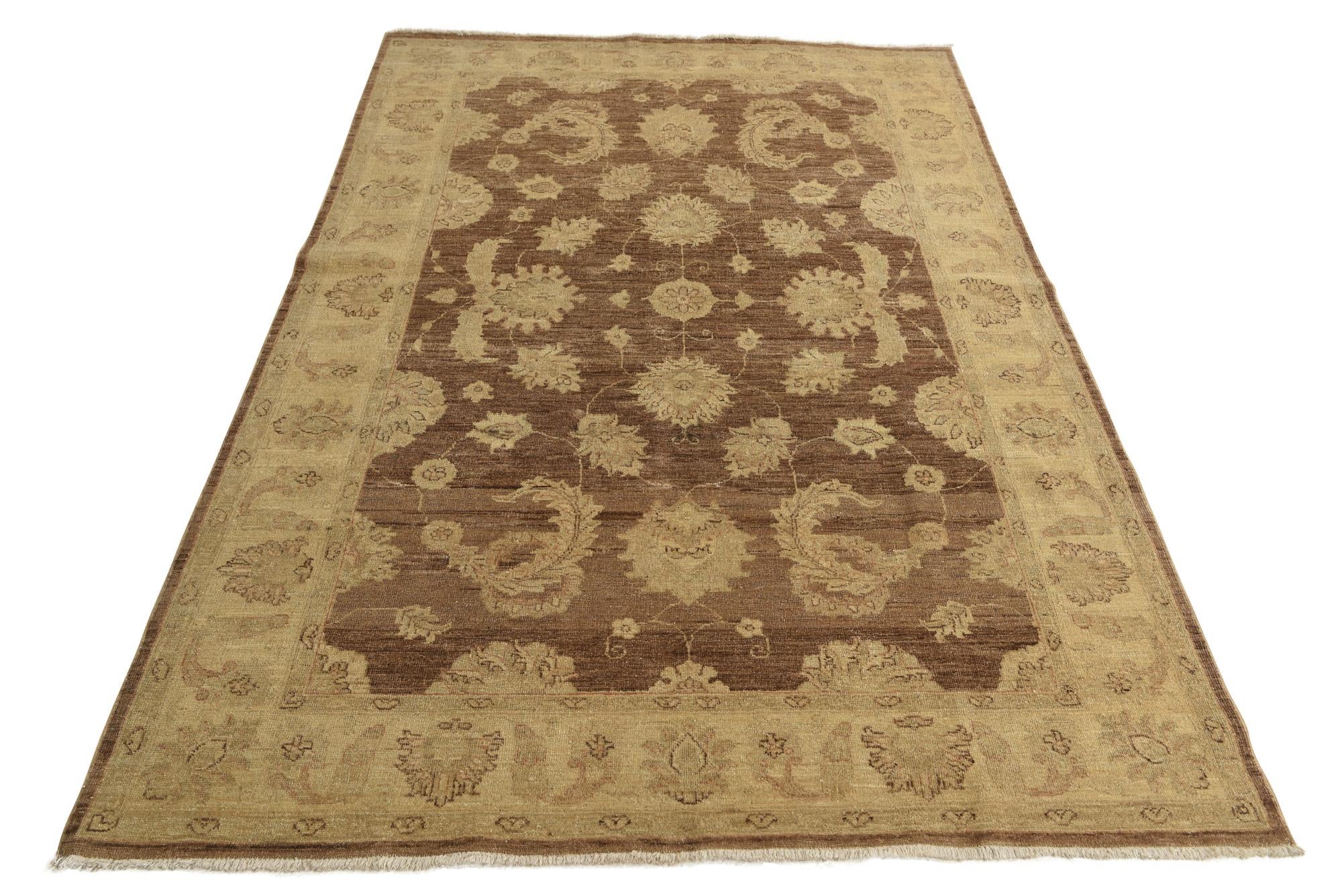 5' x 7' 8 Hand Knotted Peshawar Ziegler Rug