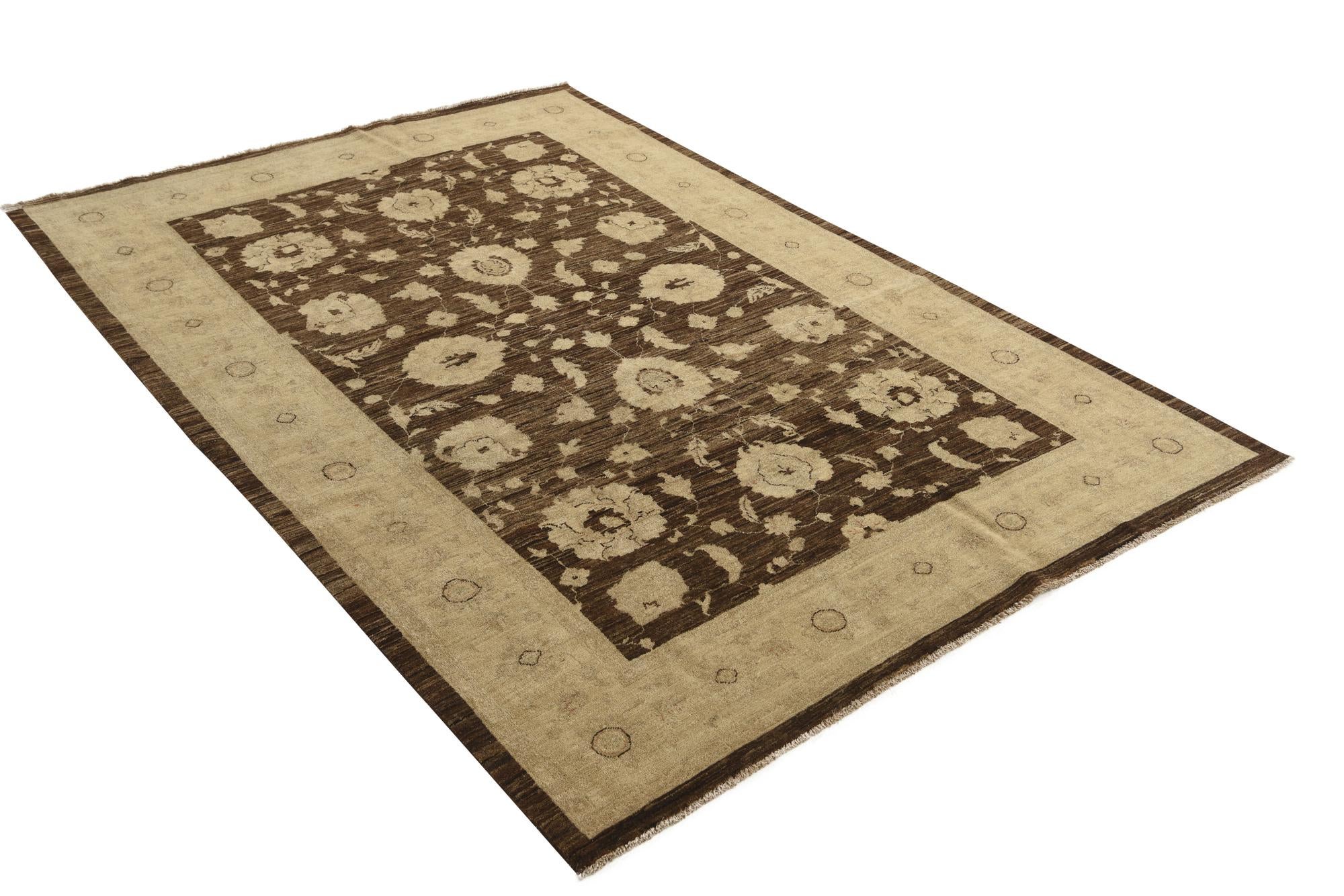 6' 1 x 9' Hand Knotted Peshawar Ziegler Rug