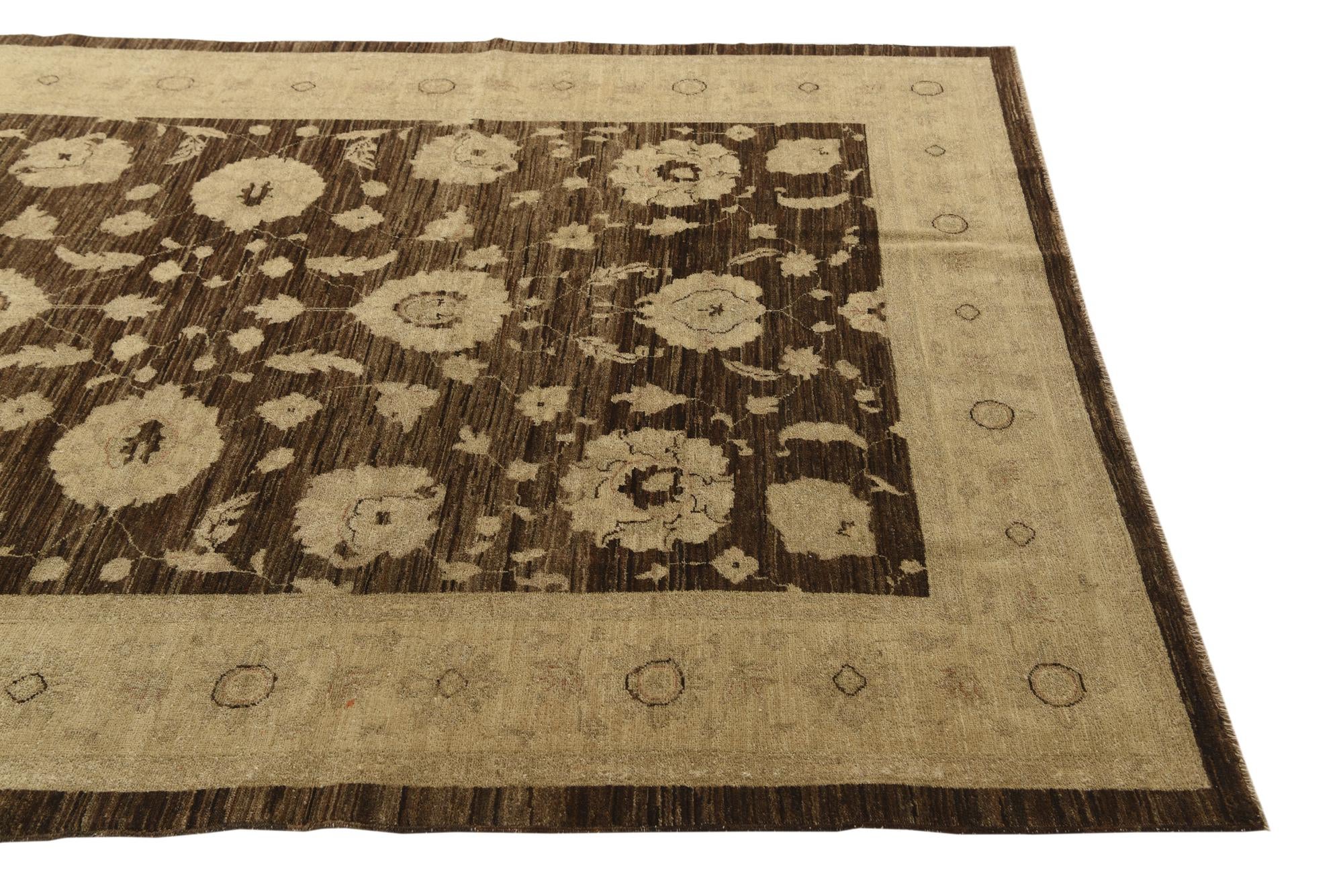 6' 1 x 9' Hand Knotted Peshawar Ziegler Rug