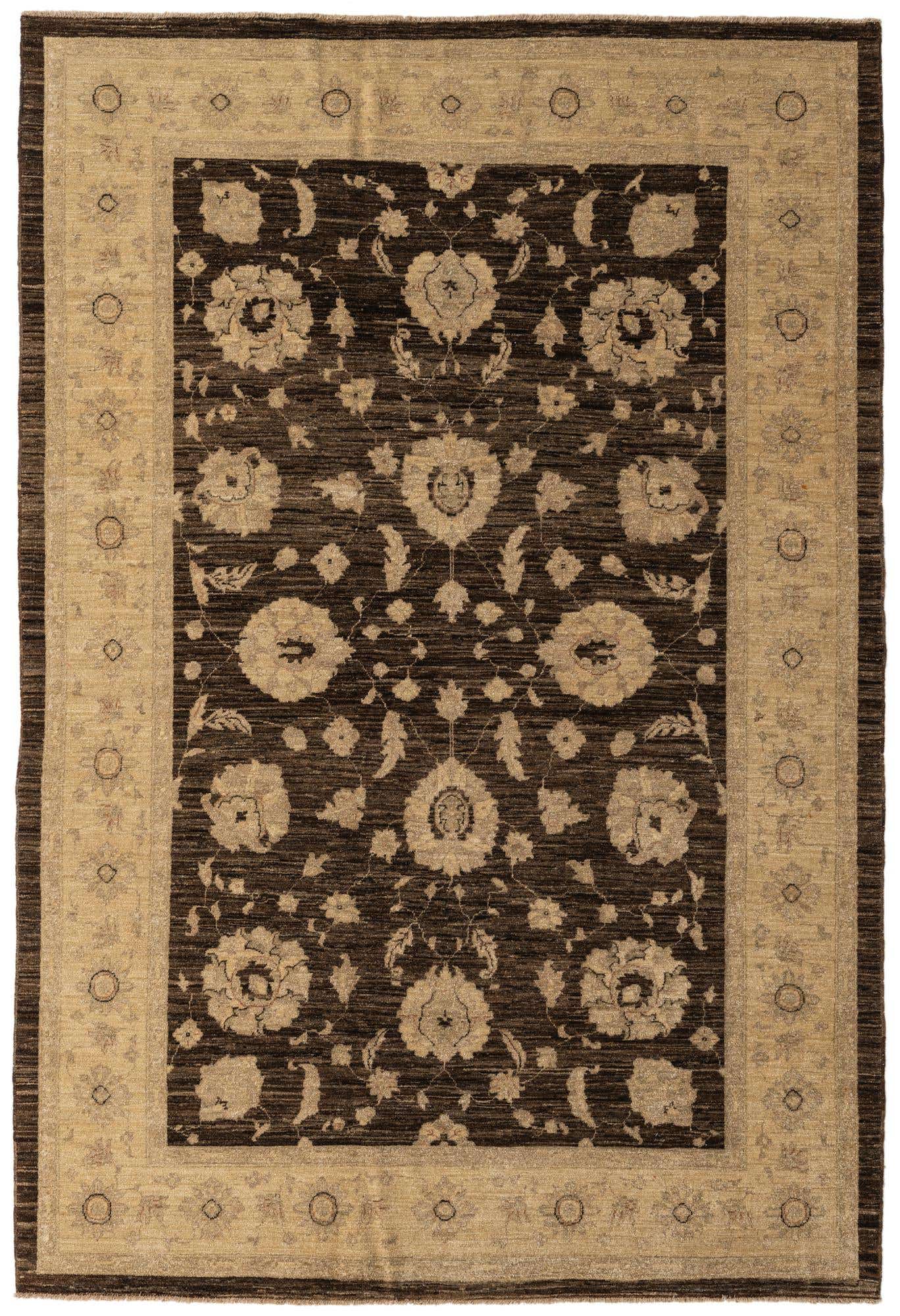 6' 1 x 9' Hand Knotted Peshawar Ziegler Rug