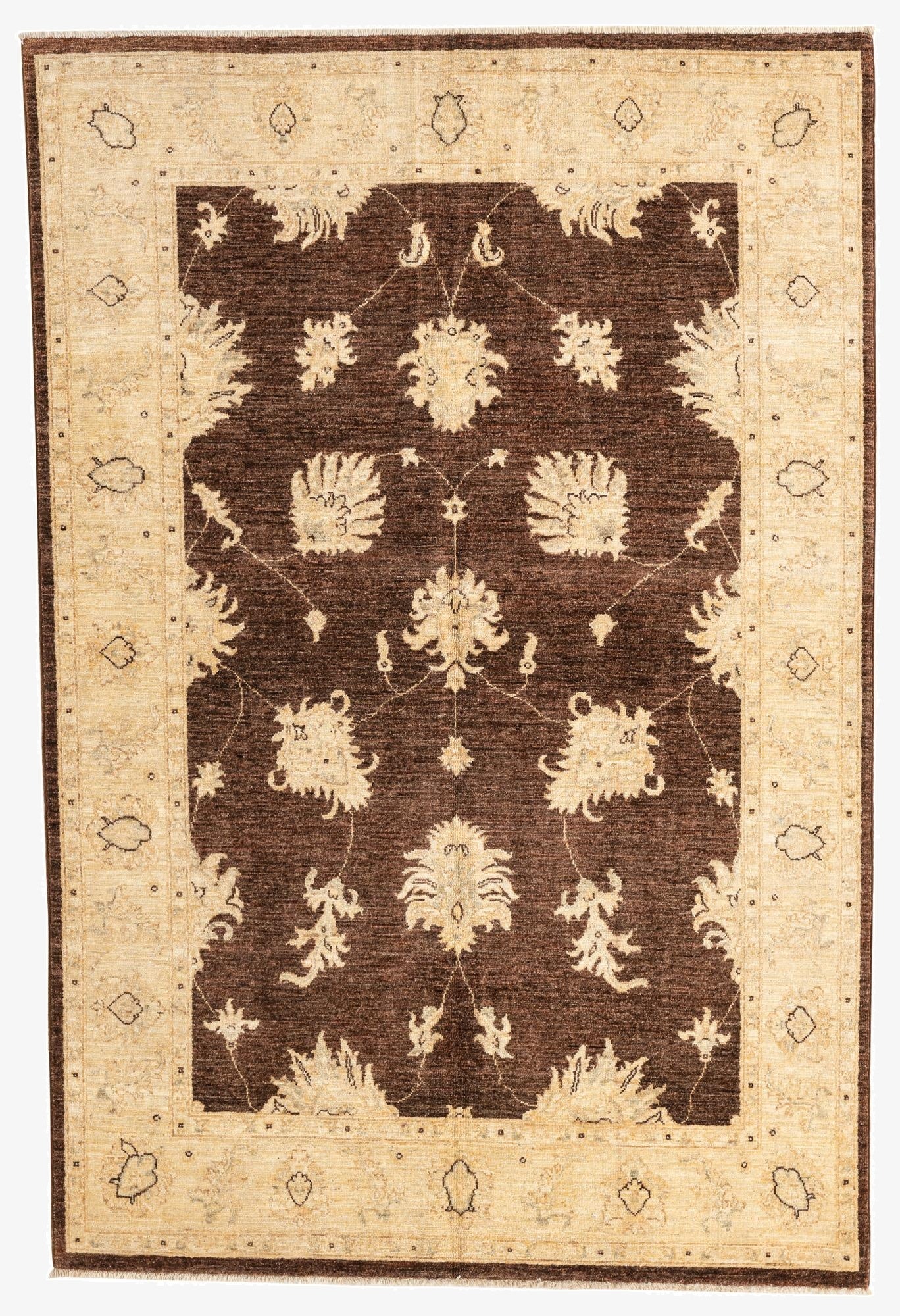 4' 8 x 7'  Hand Woven Peshawar Ziegler Rug