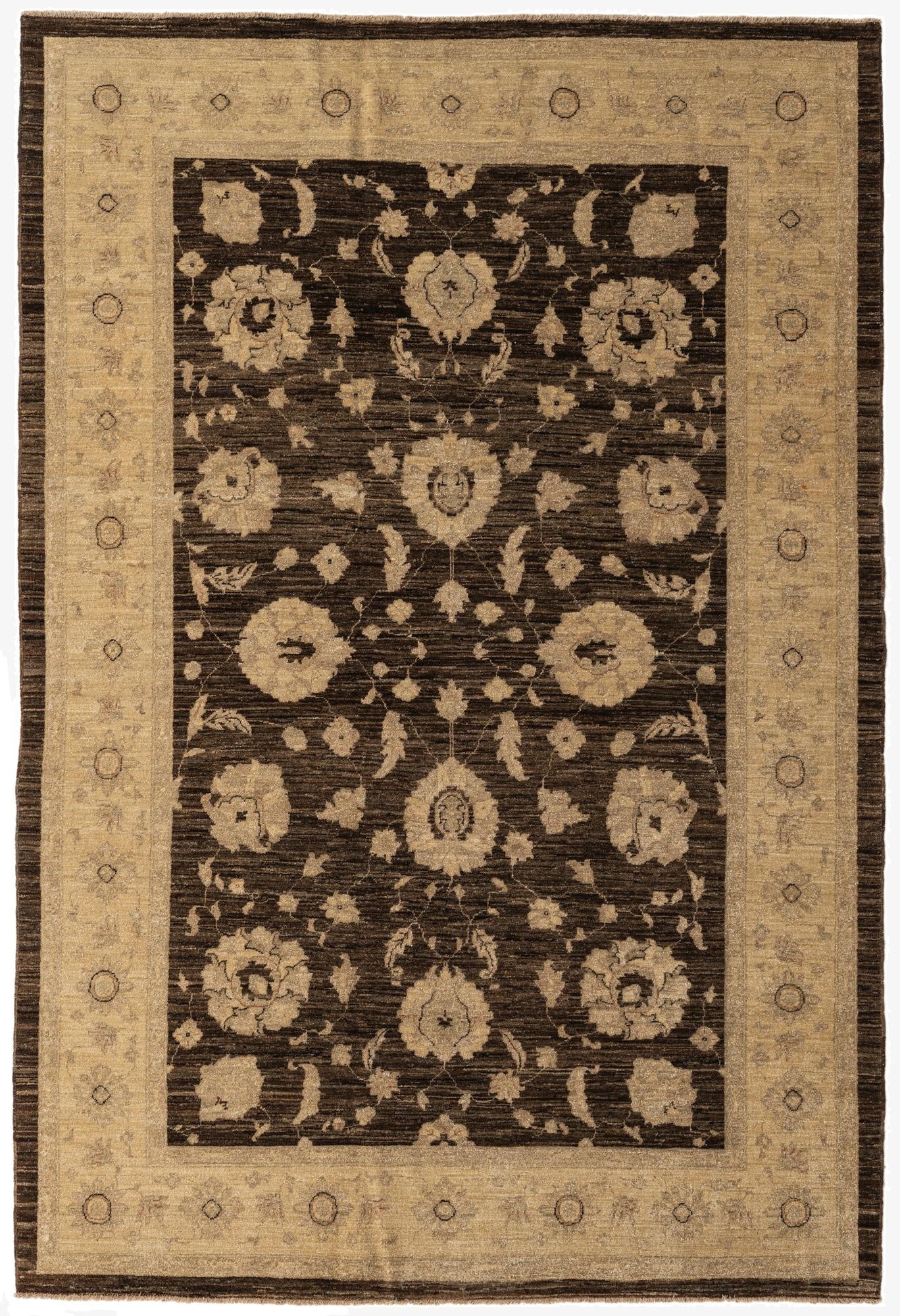 6' 1 x 9'  Hand Knotted Peshawar Ziegler Rug