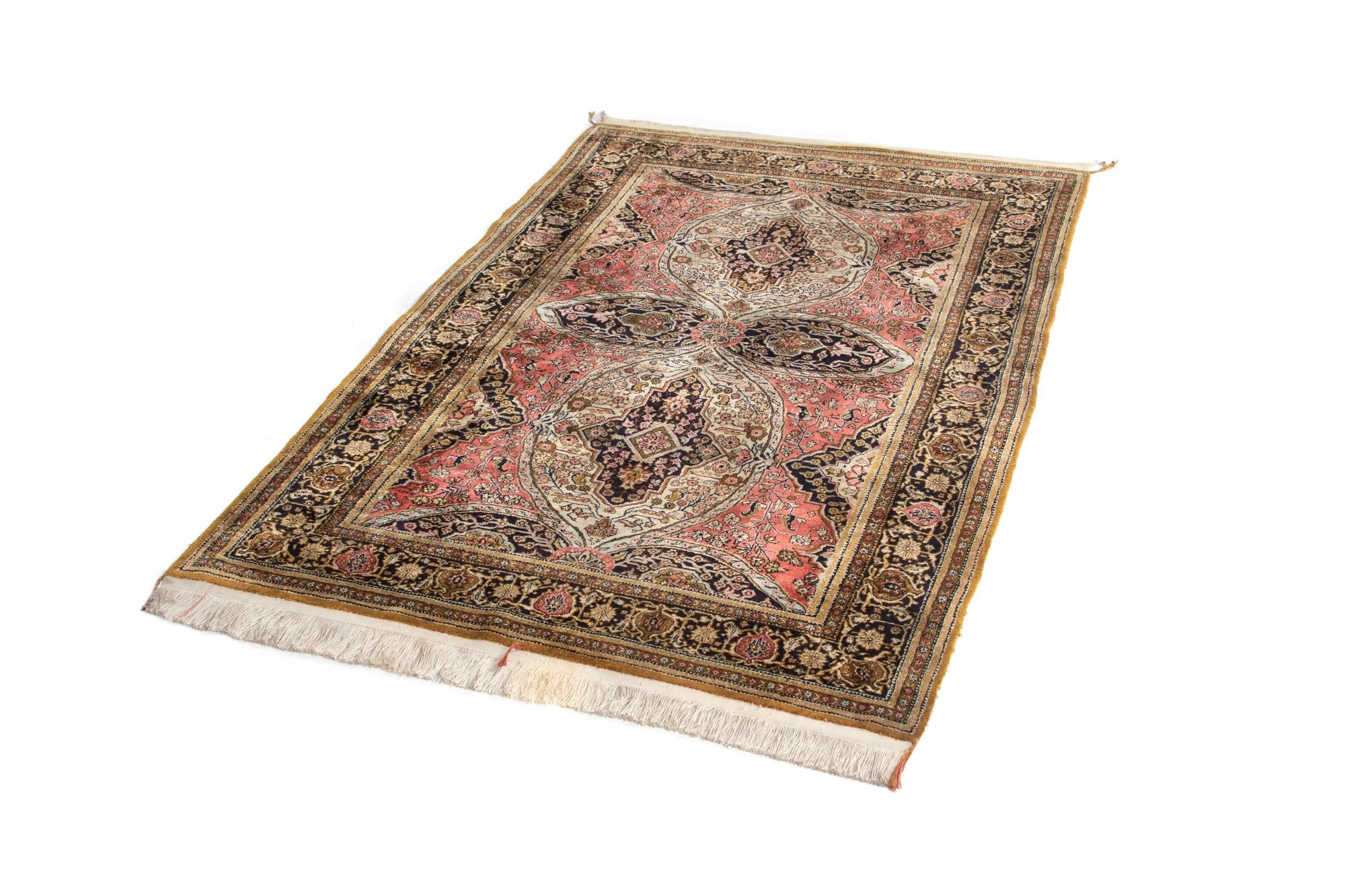 3' 6 x 5' 10 Hand Knotted Qom Silk Persian Rug