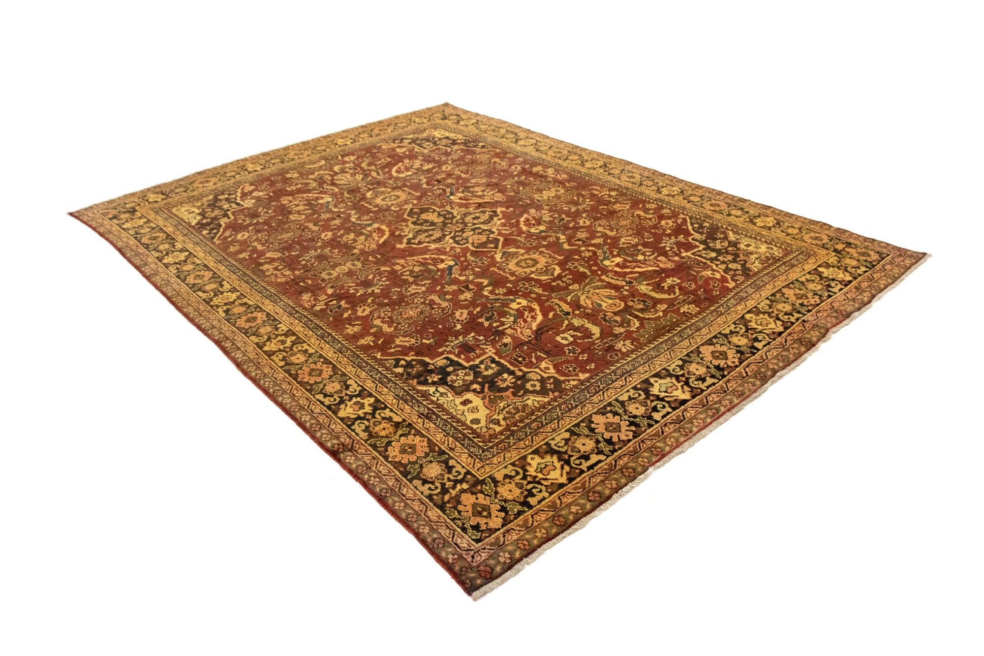 8' 9 x 12' 1 Hand Knotted Sarough Persian Wool Rug