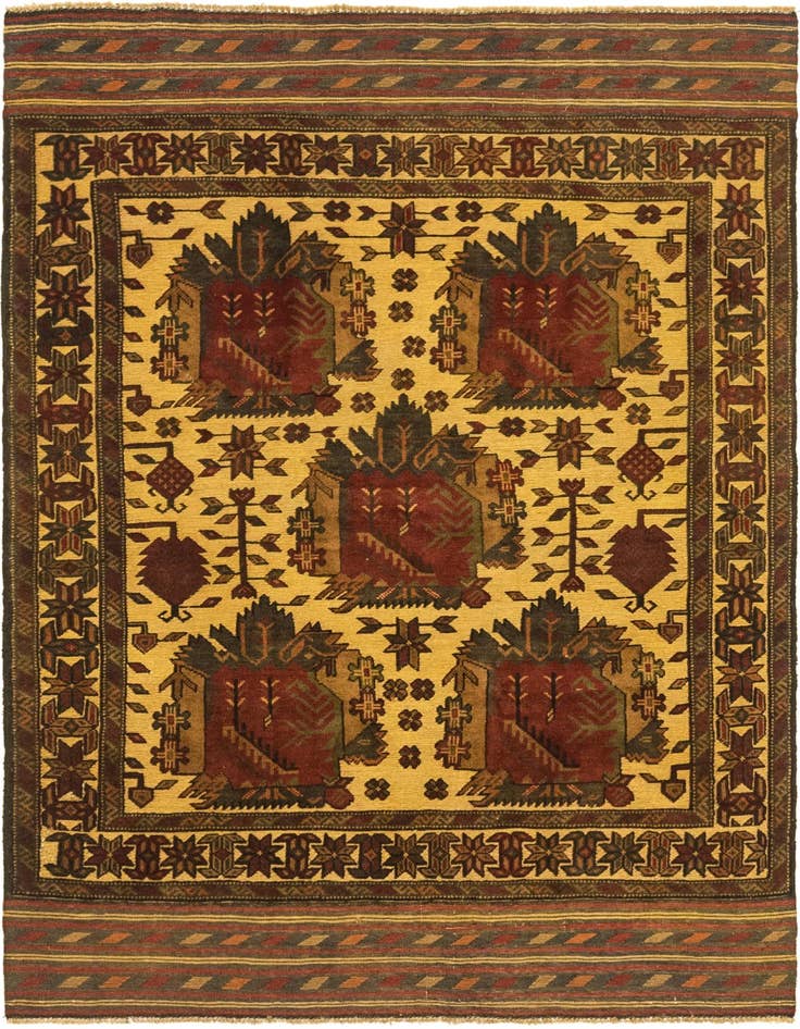 Detail image of 4' 4 x 6' Hand Knotted Sumak Wool Rug