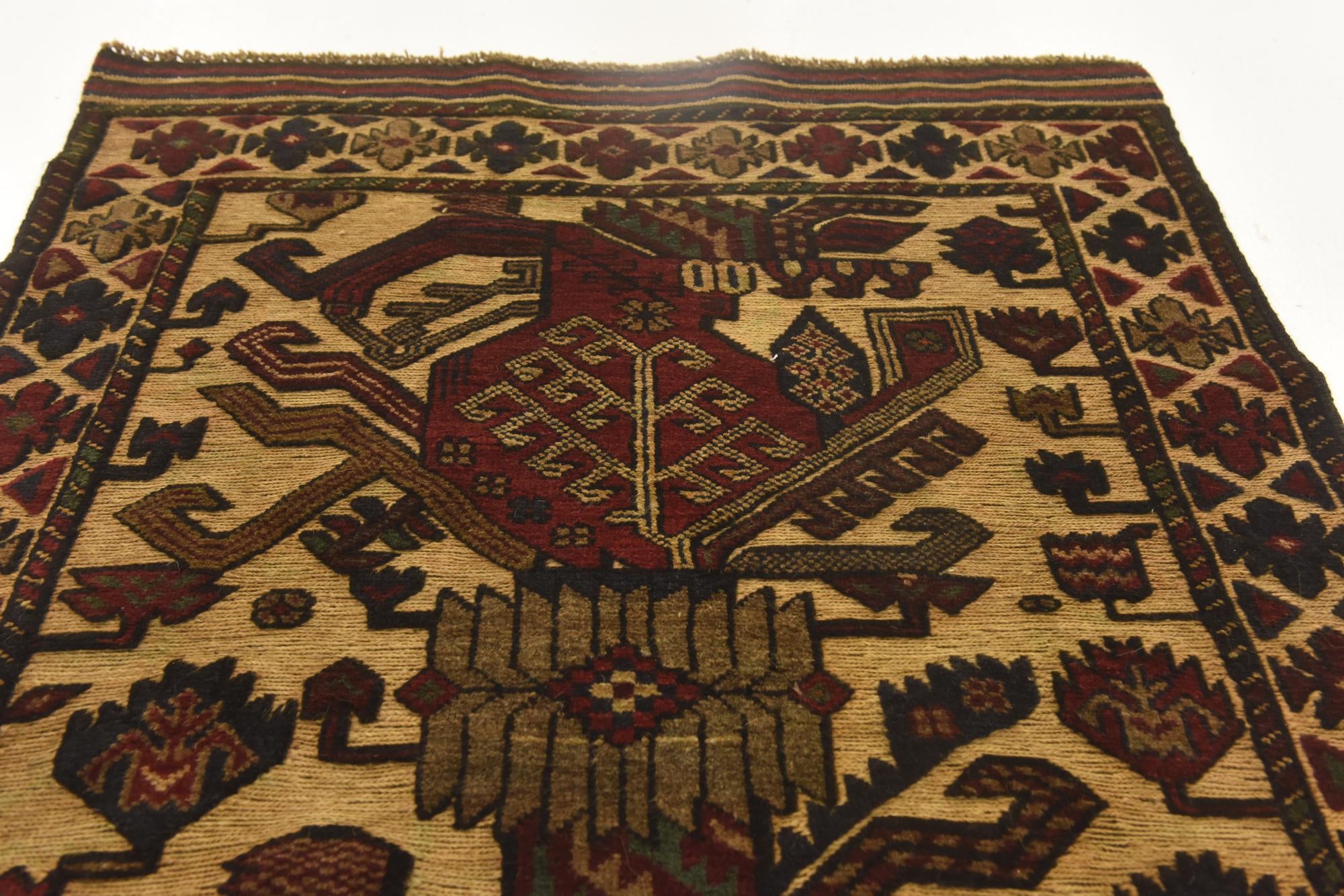 3' x 4' 4 Hand Knotted Sumak Wool Rug