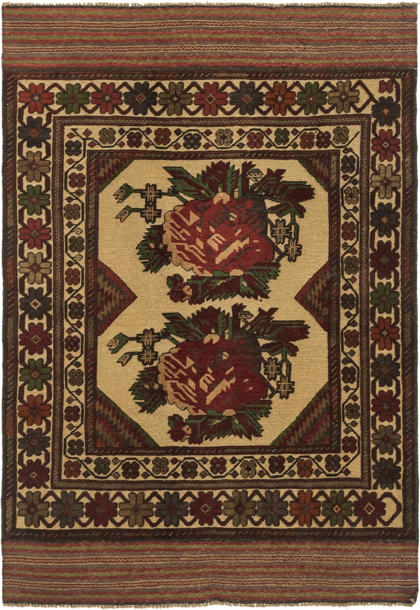 4' 2 x 6' Hand Knotted Sumak Wool Rug