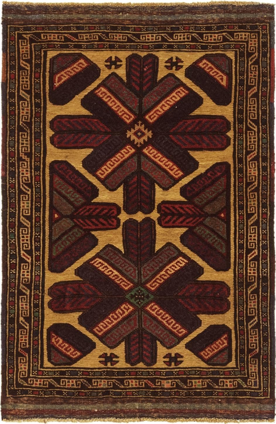 2' 8 x 4' 3 Hand Knotted Sumak Wool Rug