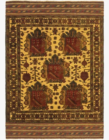 4' 4 x 6' Hand Knotted Sumak Wool Rug