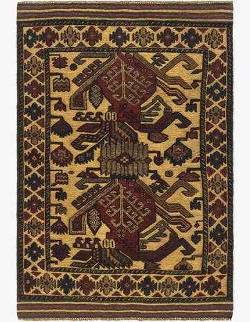 3' x 4' 4 Hand Knotted Sumak Wool Rug
