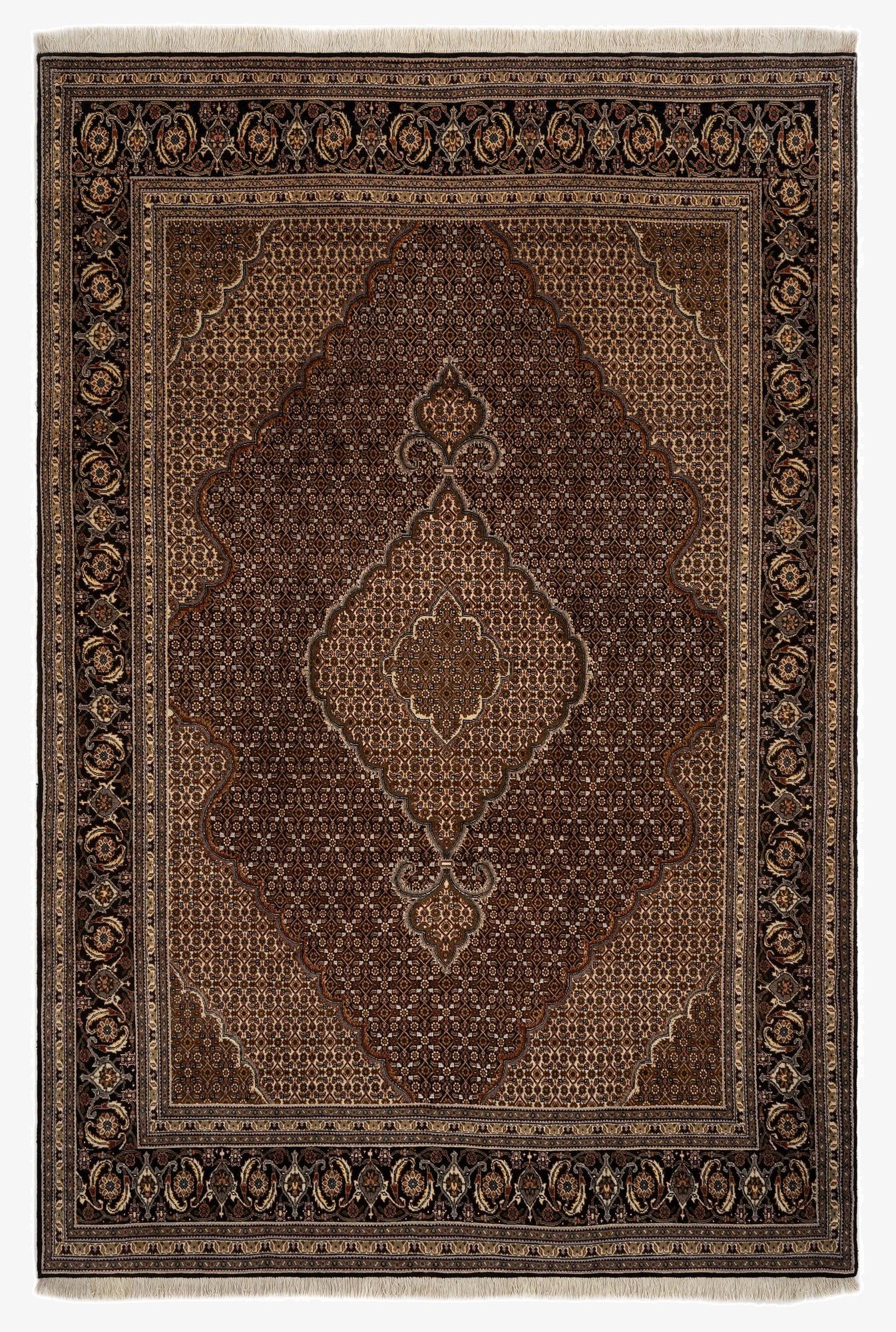 6' 7 x 9' 10  Hand Knotted Tabriz Mahi Persian Wool Rug