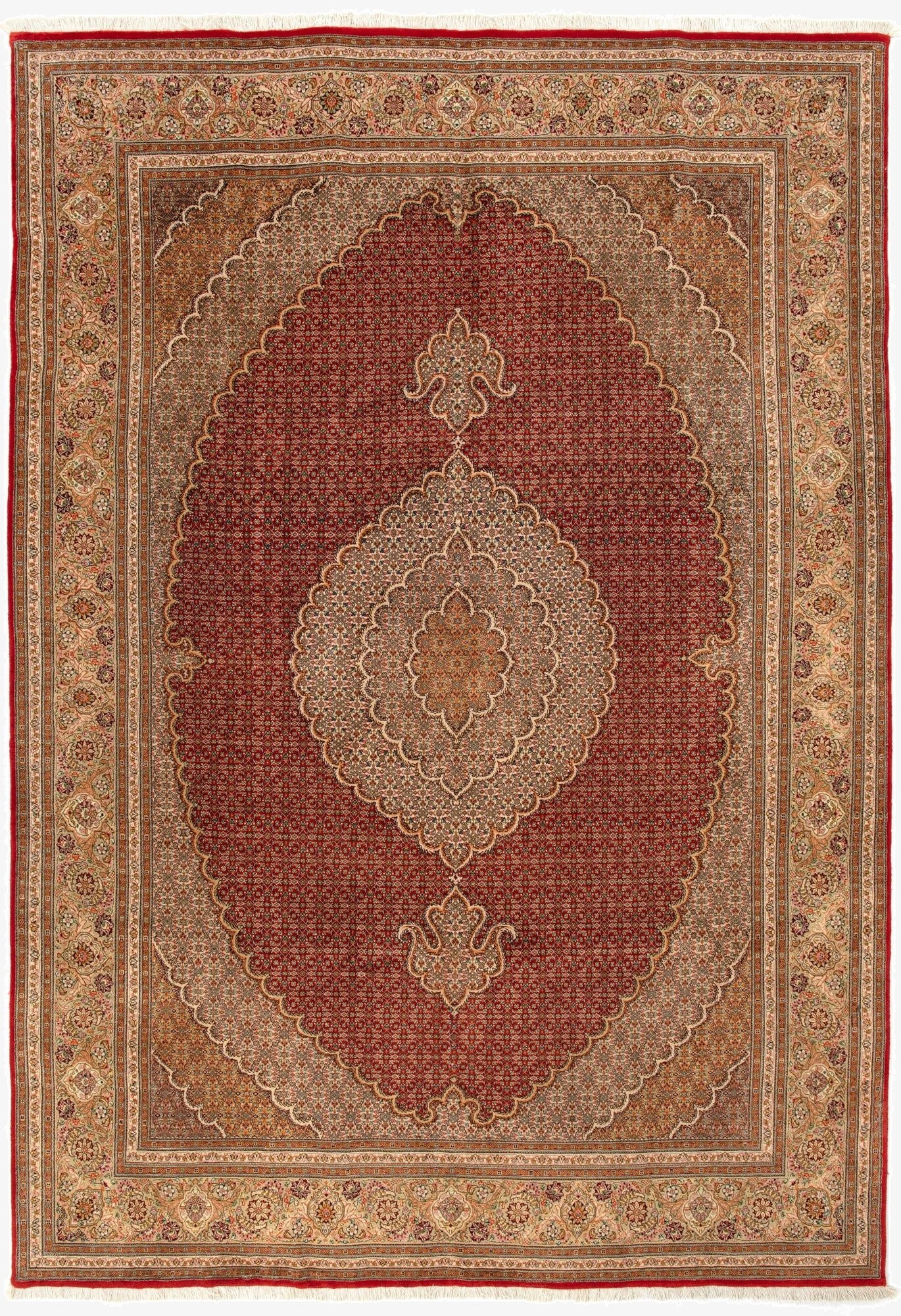 6' 7 x 9' 7  Hand Knotted Tabriz Mahi Persian Rug
