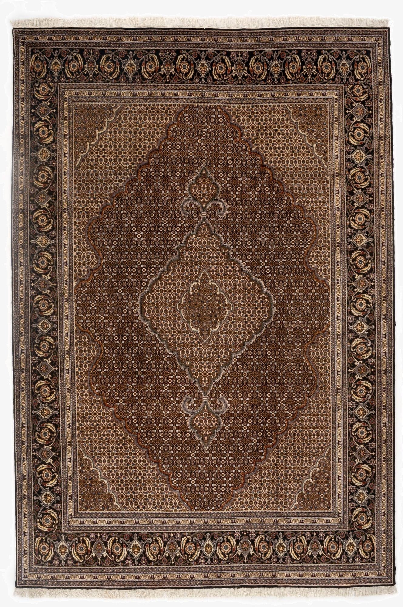 6' 7 x 9' 10  Hand Knotted Tabriz Mahi Persian Wool Rug