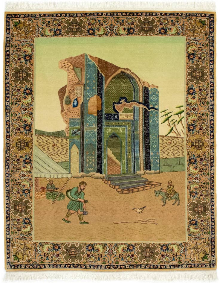 Detail image of 3' 3 x 4' 9 Hand Knotted Tabriz Persian Wool Rug