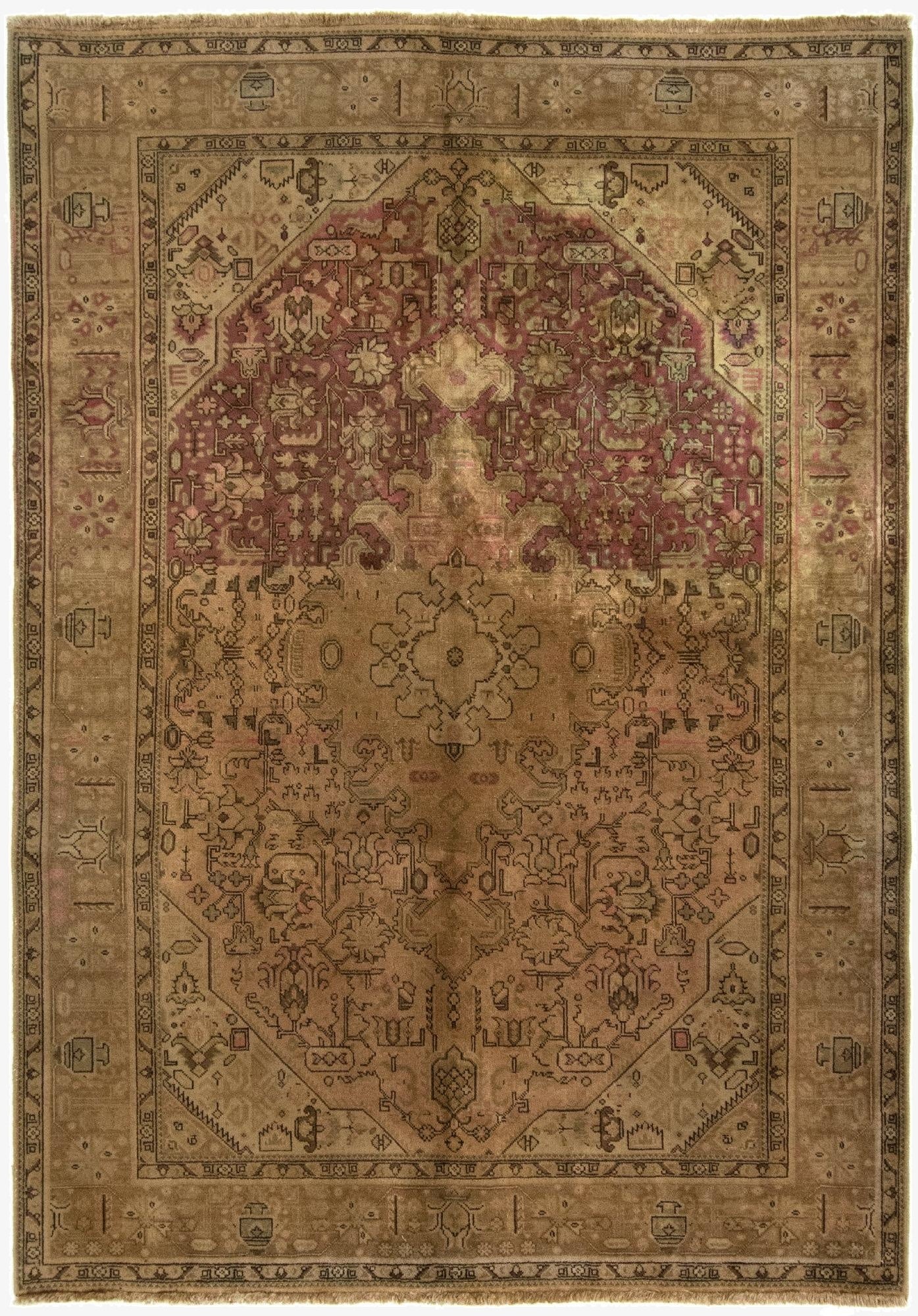 6' 7 x 9' 5  Hand Knotted Tabriz Persian Wool Rug