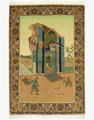 3' 3 x 4' 9 Hand Knotted Tabriz Persian Wool Rug